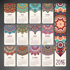 古典花纹2016日历矢量设计